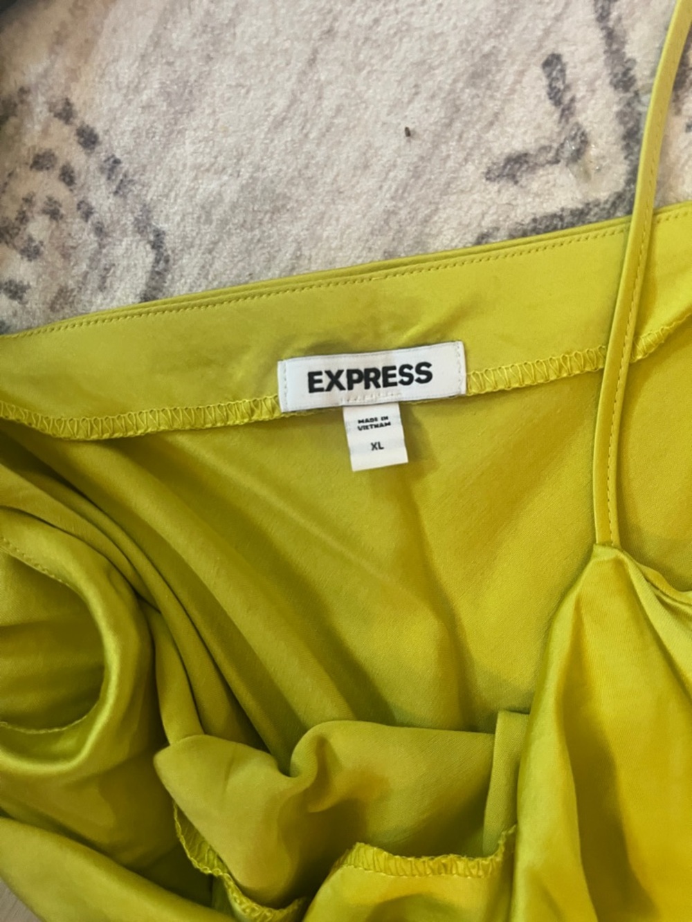 Express Lime Green Satin Slip Dress - Picture 8 of 8